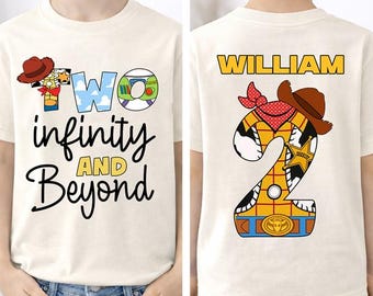 Toy Story Birthday Party Toddler Shirt, Two Infinity Beyond Birthday Shirt, Birthday Toddler Shirt, Custom Name 2nd Birthday T-Shirts