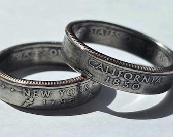 Handmade State U.S. Quarter Coin Ring | Customized Jewelry | Historical, Handcrafted, Durable Gift