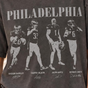 Vintage 90s Philadelphia Football Shirt, Jalen Hurts Saquon Barkley Shirt, DeVonta Smith Cooper DeJean Tee, Game Day Shirt