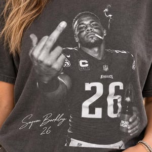Comfort Colors Saquon Barkley Middle Finger Shirt, Funny Football Meme Graphic Tee, Vintage Game Day Fan Gift