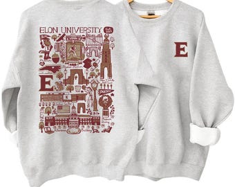 Custom University Hand Sketched Graphic Sweatshirt, College Alumni Shirt, Personalized College Merch Hoodie