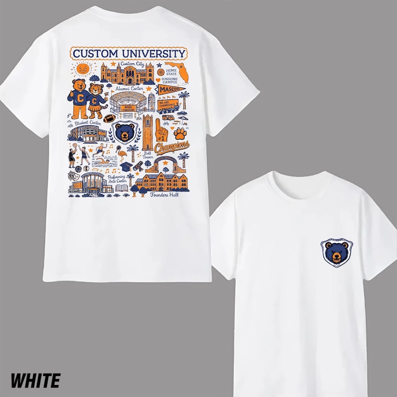 Custom University Hand Sketched Sweatshirt, College Merch Shirt, College Sweatshirt Custom, School Spirit Shirt, Back To School Shirt image 2