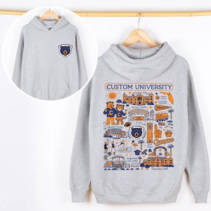 Custom University Hand Sketched Sweatshirt, College Merch Shirt, College Sweatshirt Custom, School Spirit Shirt, Back To School Shirt image 3