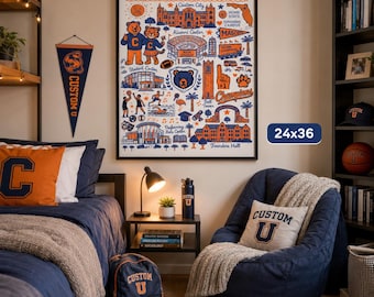 Custom College Canvas Print, Personalized University Dorm Room Decor, Campus Wall Art, College Apartment Decor, Student Gift