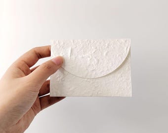 Sobres pequeños texturizados hechos a mano de 9,9 x 7,2 cm (3,9" x 2,83") - blancos para anuncios, invitaciones de boda, tarjetas de felicitación y manualidades.