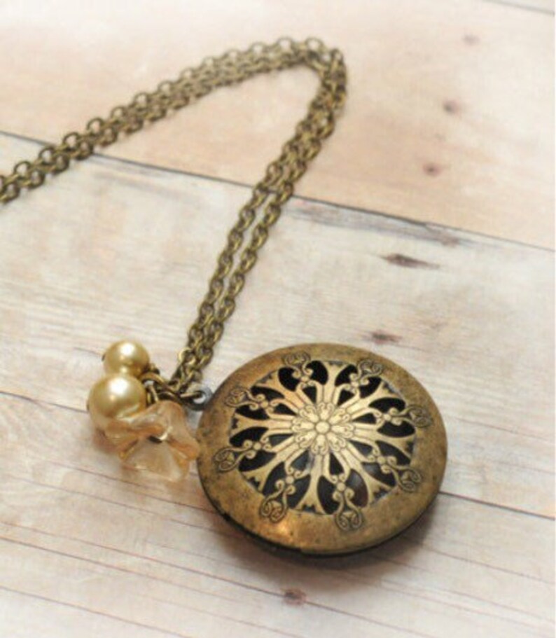 Locket Necklace Pendant Locket Jewelry Antiqued Locket Gold Etsy