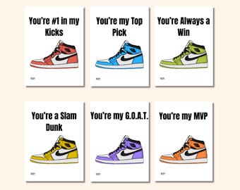 Sneaker Valentine Cards, Boy/Teen Classroom Valentines (Digital Download, Canva Edit)