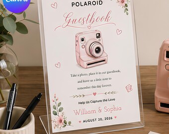 インスタントカメラウェディングゲストブックサイン、フォトゲストブックサイン、結婚披露宴テーブルサイン、印刷可能なウェディングデコレーション