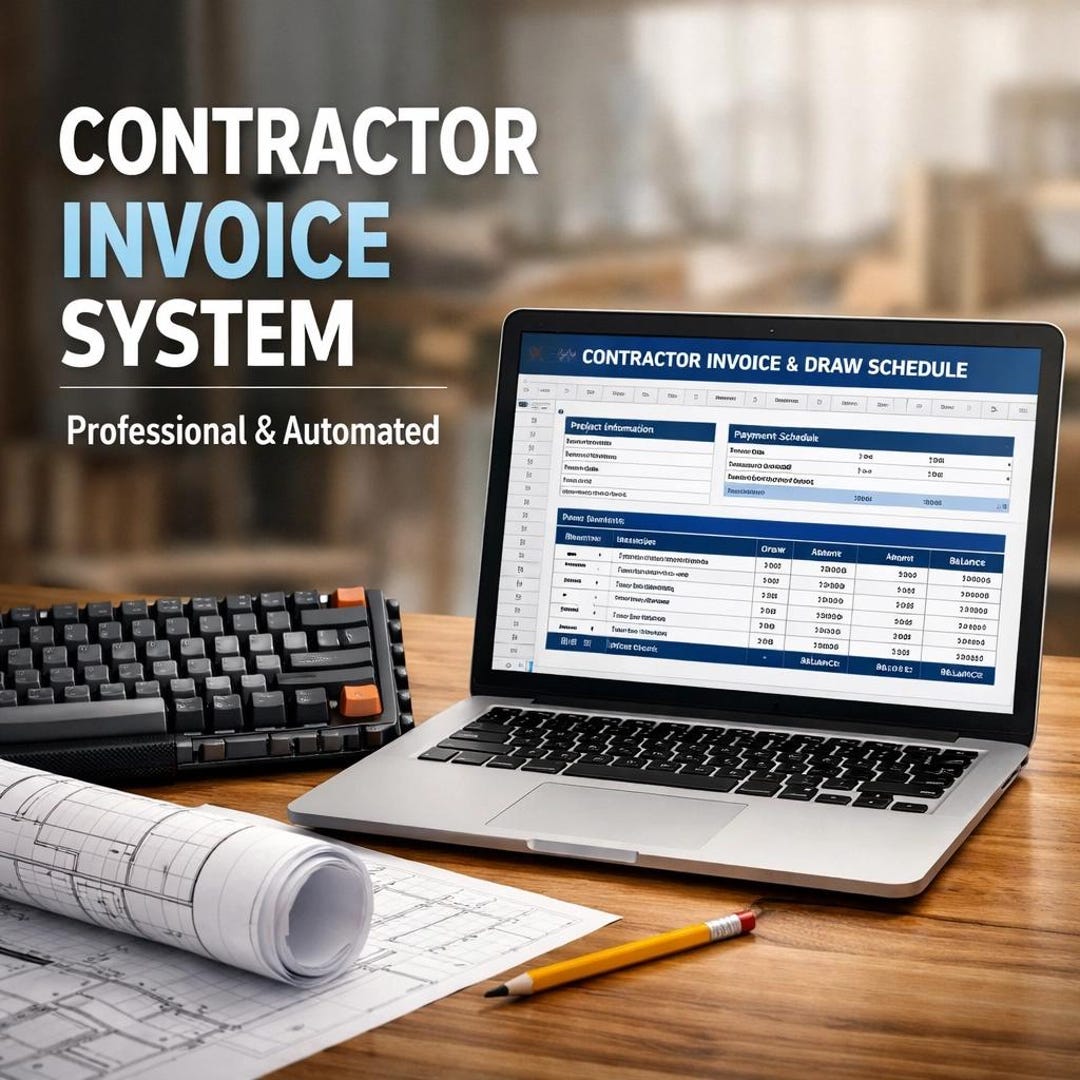 Contractor Invoice System | Excel Draw Schedule, Change Order, Holdback ...
