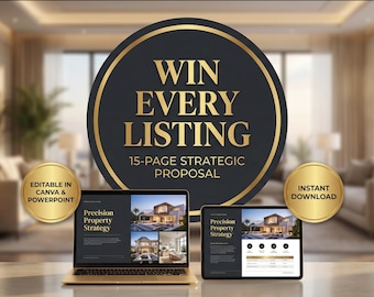 Presentationsmall för fastighetsannonser | Strategiförslag för lyxfastigheter | Redigerbar Canvas och PowerPoint | Marknadsföring av fastighetsmäklare |