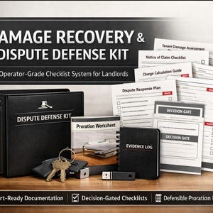 Peut inclure: Un kit noir de récupération des dommages et de défense en cas de litige avec le texte "DISPUTE DEFENSE KIT" et "EVIDENCE LOG". Comprend un classeur, des documents, des clés et une clé USB. Le kit est conçu pour les propriétaires.