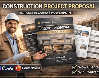 Construction Proposal Template | Professional Project Proposal Bid Package for Contractors, Builders & Consultants