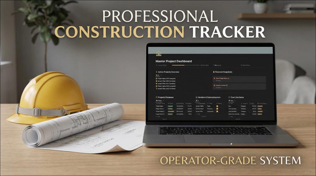 Construction Budget Tracker | Home Builder Project Management (notion ...
