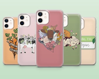 Vegan Phone case Vegetarian Save Animals Cover for iPhone 17Pro, 16, 15, 14, 13, 12, Samsung S26, S25, S24, S23Fe, A16, A56, Pixel 10, 9Pro