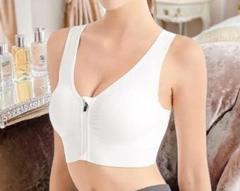 Sujetador deportivo con cremallera frontal para mujer, sujetador de soporte de alto impacto, sujetador deportivo sin costuras ni aros, sujetador transpirable para correr y hacer ejercicio.