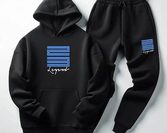 Legend 23 Men’s Blue/Black Hoodie Joggers Sweatsuit – Air Sneaker Match