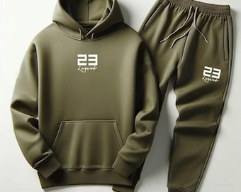 Sudadera con capucha y joggers Legend 23 verde oliva para hombre: la combinación perfecta para las Air Jordan 5 verde oliva.