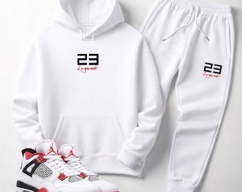 Men’s Legend 23 Fire Red Tracksuit – Retro Hoodie & Jogger Set Inspired by Jordan 4