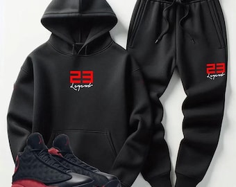 Legend 23 Men’s Black Sweatsuit – Hoodie & Joggers for Retro 1 Breds