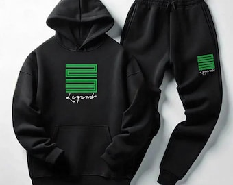 Men’s Black Legend 23 Sweatsuit – Hoodie & Joggers to Match Jordan 6 Electric Neon