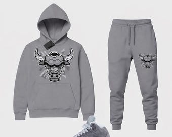 Wolf Gray Hoodie & Joggers Set – Soft and Comfortable Men’s Tracksuit for Jordan 5