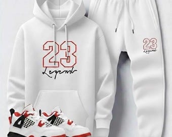 Chándal Legend 23 Fire Red para hombre: conjunto retro de sudadera y jogger inspirado en las Jordan 4