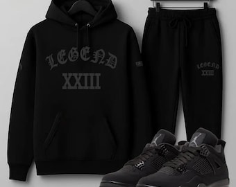 Men’s All-Black Hoodie & Jogger Sweatsuit – Air Jordan 11 Concord Match