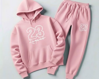 Women’s Legend 23 Baby Pink Tracksuit Set – Hoodie & Joggers 2PC | Perfect Match for Pink Jordan Air