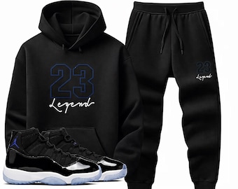 Men’s Legend 23 Space Jam 11 Black Tracksuit – Hoodie & Joggers Streetwear Set