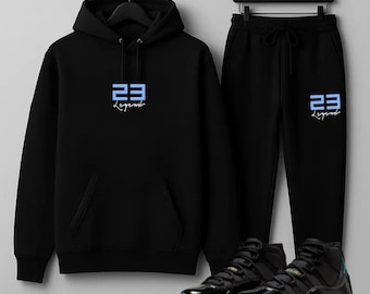 Black 23 Legend Hoodie and Sweatpants Set to Match Jordan 11 Gamma