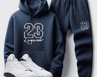 Men’s Jordan 13 Midnight Navy Matching Sweatsuit – Legend Hoodie & Joggers Set