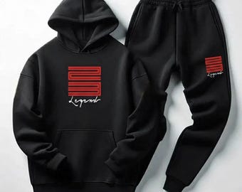 Legend 23 Men’s Black Sweatsuit – Hoodie & Joggers for Retro 1 Breds