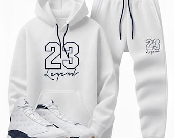 Tuta coordinata Jordan 13 Midnight Navy da uomo – Set con felpa con cappuccio e pantaloni della tuta Legend
