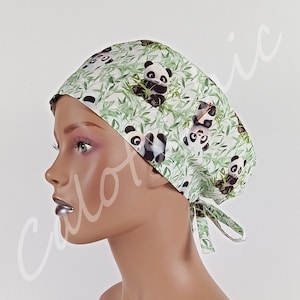 Cuffia chirurgica da donna in cotone con effetto 3D e design Zen Panda