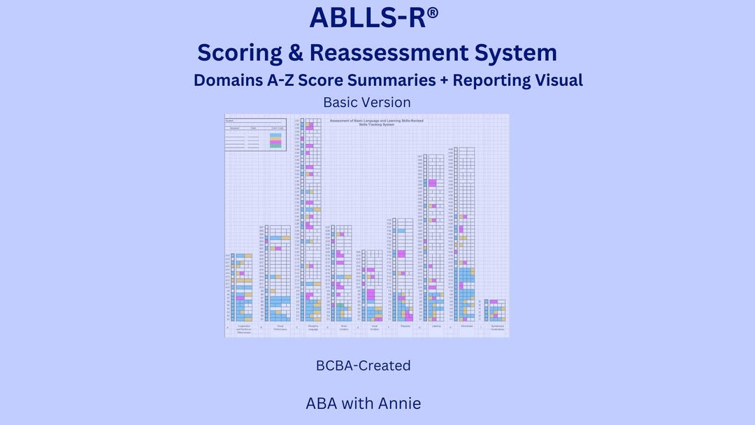 ABLLS-R Scoring Tracker – Manual Version | Domains A–Z | Excel System ...