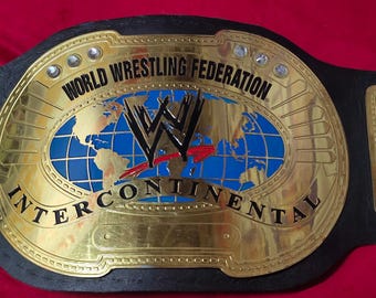 Cinturón de lucha libre personalizado con placas de latón macizo de 6 mm - Cinturón de campeonato intercontinental de cuero genuino hecho a mano / Placa de identificación personalizada