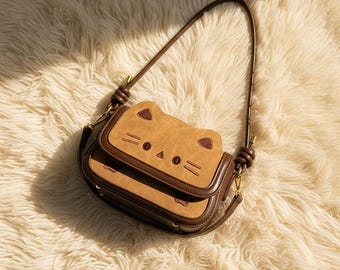 Bolsa mini fofa em formato de gatinho para mulheres, adorável bolsa transversal de gatinho, ideia de presente para casais, presente de aniversário para ela.