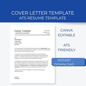 Modello di lettera di presentazione ATS / Design Canva modificabile (download immediato)