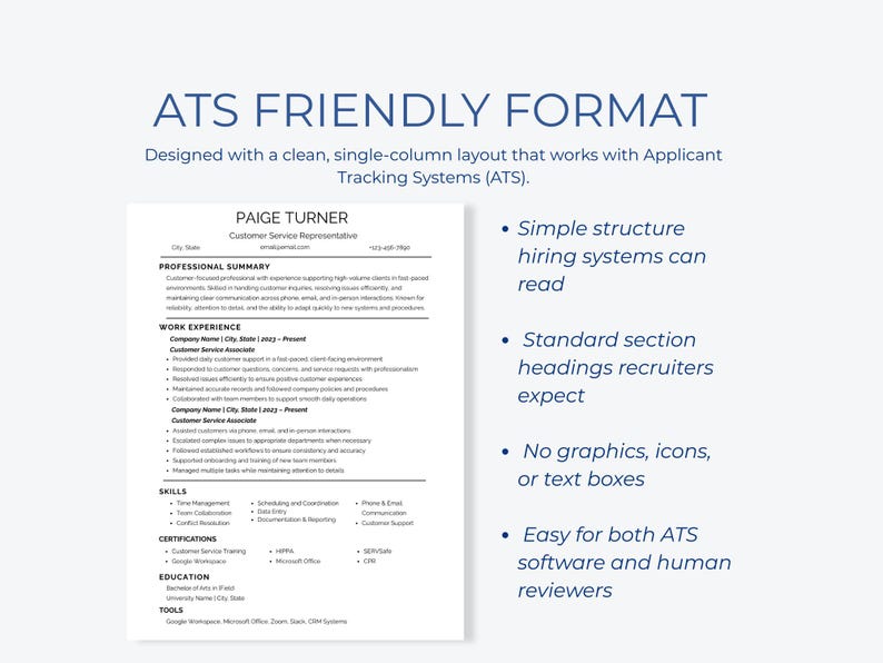 Plantilla de CV para representante de atención al cliente (compatible con ATS) y editable en Canva imagen 5