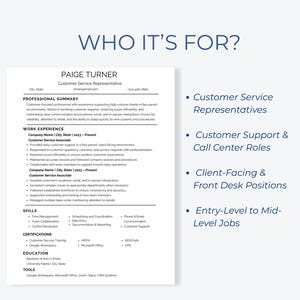Plantilla de CV para representante de atención al cliente (compatible con ATS) y editable en Canva imagen 4