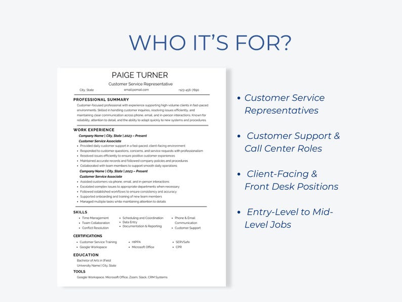 Plantilla de CV para representante de atención al cliente (compatible con ATS) y editable en Canva imagen 4