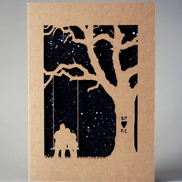 Personalised Papercut Kraft Anniversary Card (more colours available)