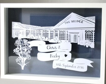 Custom Papercut Wedding Gift w/ Personalised Details - Valentines Day Gift - Paper Anniversary gift - Wedding present - Anniversary Present