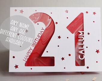 Personalised Any Name, Any Age Star Confetti Birthday Card - Personalised Card - Custom Card - Birthday Card - Milestone Card