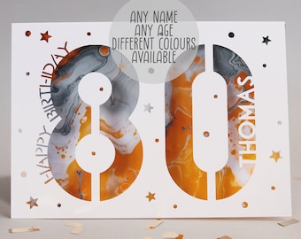 Personalised Any Name, Any Age Star Confetti Birthday Card - Personalised Card - Custom Card - Birthday Card - Milestone Card