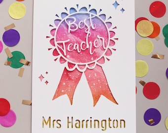 Personalised Teacher Thank You Card - Thanks - Teacher Card - Best Teacher - Personalised Card - Teacher Name Card