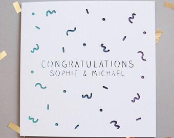 Personalised Any Name Square Congratulations Confetti Card - Personalised Card - Wedding Card - New Home Card - First House Card - Exam Card