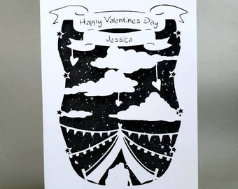 Personalised Birthday/Anniversary Card - Papercut Card - Camping Card - Travel Card - Custom Card - Valentines Day - Anniversary