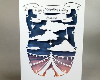 Personalised Birthday/Anniversary Card - Papercut Card - Camping Card - Travel Card - Custom Card - Valentines Day - Anniversary