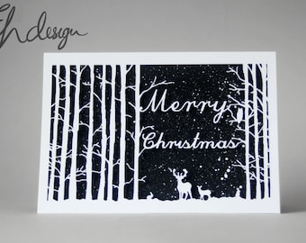 Papercut Reindeer Woodland 'Merry Christmas' Card